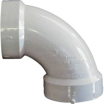 Canplas 192253L Sanitary Pipe Elbow, 3 in, Hub, 90 deg Angle, PVC, White