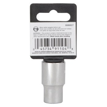 Vulcan MT6529093 Drive Socket, 12 mm Socket, 1/2 in Drive, 12-Point, Chrome Vanadium Steel, Chrome