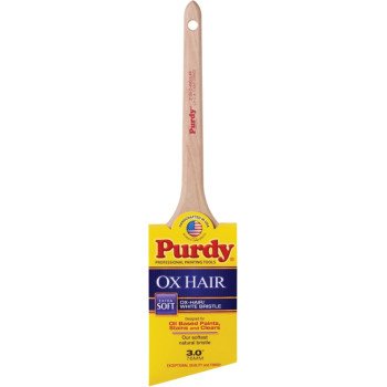 Purdy Ox-O-Angular 144296030 Angular Trim Brush, 3 in W, 2-5/8 in L Bristle, Ox Hair Bristle, Rat Tail Handle