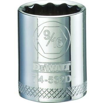 DEWALT DWMT74532OSP Hand Socket, 9/16 in Socket, 3/8 in Drive, 12-Point, Vanadium Steel, Polished Chrome