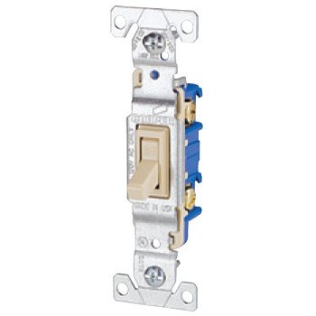 Eaton Wiring Devices 1301V Toggle Switch, Ivory, Silver Contact, 15 A, 120 V, Polycarbonate Housing Material