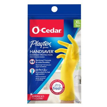 Playtex HandSaver 163670 Reusable Gloves, XL, Latex/Neoprene/Nitrile, Yellow