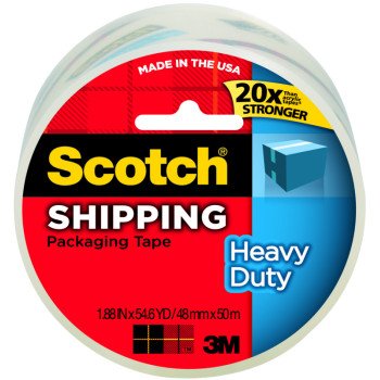 Scotch 3850 Packaging Tape, 54.6 yd L, Clear, 1.88 in W, 3.1 mil, Polypropylene Backing