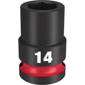 Milwaukee SHOCKWAVE Impact Duty Series 49-66-6246 Shallow Impact Socket, 14 mm Socket, 1/2 in Drive, Square Drive