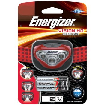 Energizer HDB32E Vision HD Headlight, AAA Battery, LED Lamp, 300 Lumens, 55 m Beam Distance, 4 hr Run Time