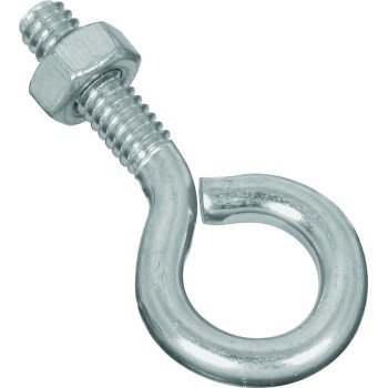 National Hardware N221-085 Eye Bolt, 1/4-20 Thread, 0.87 in L Thread, 0.56 in ID Dia Eye, 1.02 in L Shank, Steel, Zinc