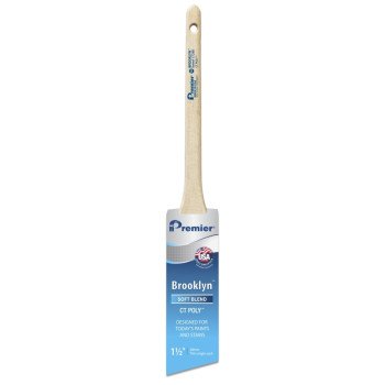 Premier Brooklyn 17280 Paint Brush, Angle Brush, 1-1/2 in L Bristle, Polyester Bristle, Sash Handle