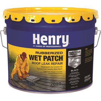 Henry Wet Patch 208 HE208R061 Roof Cement, Black, Liquid, 3.5 gal Can