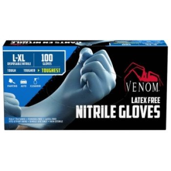 Venom Steel VEN4145 Non-Sterile Disposable Gloves, L/XL, Nitrile, Blue, 9 in L