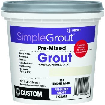 Custom PMG381QT Tile Grout, Bright White, 1 qt Pail