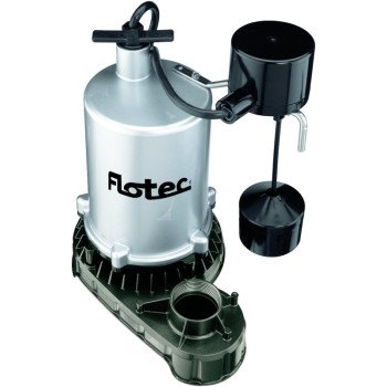 Flotec FPZT7550 Sump Pump, 7.9 A, 115 V, 1 hp, 1-1/2 in Outlet, 29 ft Max Head, 4980 gph, Zinc