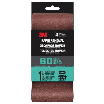 3M 27384 Sanding Belt, 4 in W, 36 in L, 60 Grit, Aluminum Oxide Abrasive