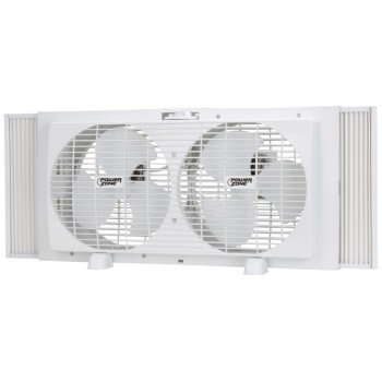 PowerZone BP2-9 Fan, 120 V, 9 in Dia Blade, 6-Blade, 2-Speed, Rotary Control Control, Window Mounting, White