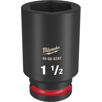 Milwaukee SHOCKWAVE Impact Duty Series 49-66-6347 Deep Impact Socket, 1-1/2 in Socket, 3/4 in Drive, Square Drive