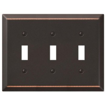 Amerelle Century 163TTTDB Wallplate, 4-15/16 in L, 6-1/2 in W, 3 -Gang, Steel, Aged Bronze