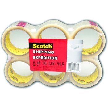 Scotch 3710 Shipping Tape, 55 yd L, 1.88 in W, Polypropylene Backing