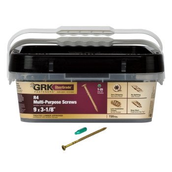 GRK Fasteners R4 121050 Screw, #9 Thread, 3-1/8 in L, Bugle Head, Star Drive, Self-Drilling, Self-Tapping Point, Steel