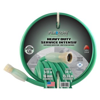 Flexon FXG5850 Garden Hose, 5/8 in, 50 ft L, Vinyl, Green