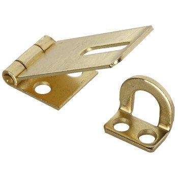 National Hardware V30 Series N102-053 Safety Hasp, 1-3/4 in L, 3/4 in W, Steel, Brass, 0.34 in Dia Shackle