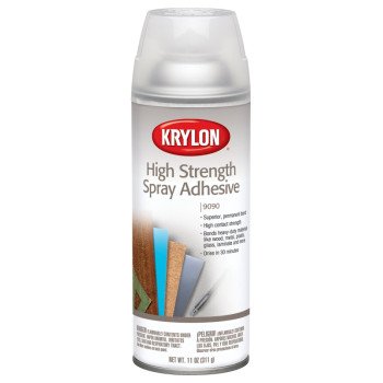 Krylon K09090000 Spray Adhesive, Clear, 2 hr Curing, 11 oz Aerosol Can