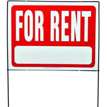 Hy-Ko RSF-603 Real Estate Sign, Rectangular, FOR RENT, White Legend, Red Background, Plastic