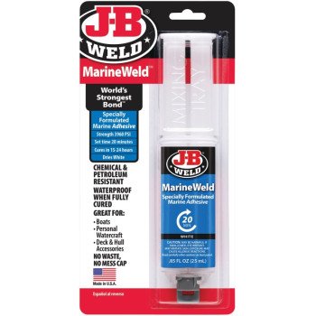 J-B Weld 50172 MarineWeld Epoxy, White, Liquid, 25 mL, Syringe