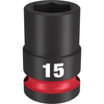 Milwaukee SHOCKWAVE Impact Duty Series 49-66-6247 Shallow Impact Socket, 15 mm Socket, 1/2 in Drive, Square Drive