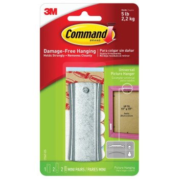 Command 17047ES Picture Hanger, 5 lb, Metal, Silver