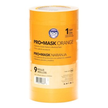 IPG PG505-24 (99663) Masking Tape, 60 yd L, 1 in W, Crepe Paper Backing, Orange