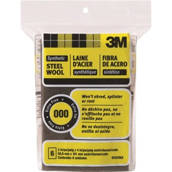 3M 10120NA Wool Pad, 4 in L, 2 in W, 000 Grit, Very Fine