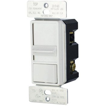 Eaton Cooper Wiring SUL06P-W-KB-L Slide Dimmer, 120 V, 300, 600 W, Fluorescent, Halogen, LED Lamp, 3-Way, White