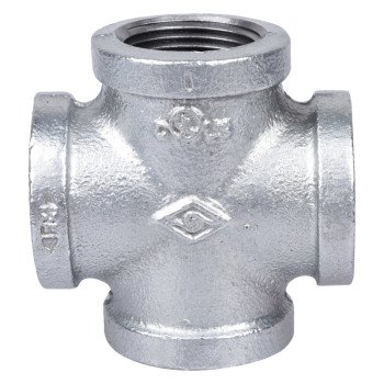 ProSource PPG180-25 Pipe Cross, 1 in, Female, Malleable Iron, 40 Schedule, 300 psi Pressure