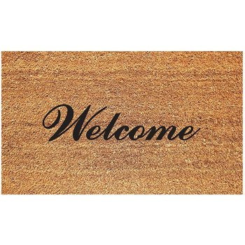 DeCoir 77FLFWL627 Non-Slip Door Mat, 16 in L, 27 in W, Black/Tan