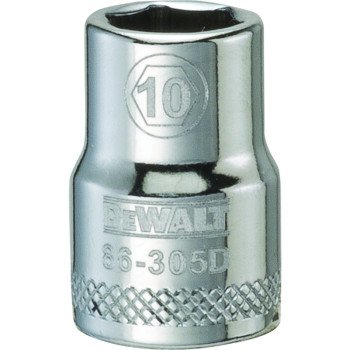 DEWALT DWMT86305OSP Hand Socket, 10 mm Socket, 3/8 in Drive, 6-Point, Vanadium Steel, Polished Chrome