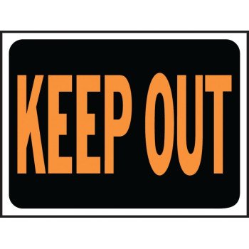 Hy-Ko Hy-Glo Series 3010 Identification Sign, Rectangular, KEEP OUT, Fluorescent Orange Legend, Black Background