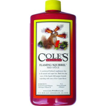 Cole's Flaming Squirrel Seed Sauce FS16 Bird Seed, Cajun Flavor, 16 oz Bottle