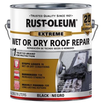 Rust-Oleum 351237 Wet Roof Repair, Black, Liquid, 0.9 gal