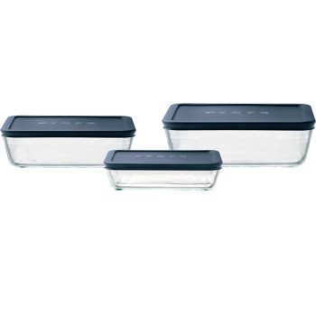 Pyrex 6004023 Food Storage Container Set, Dark Blue, Glass/Plastic, Blue