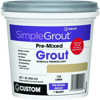 CUSTOM PMG122QT Tile Grout, Paste, Characteristic, Linen, 1 qt Pail