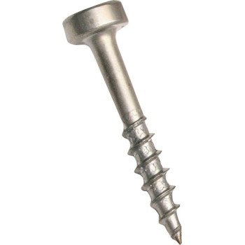 Kreg SPS-C1 - 100 Pocket-Hole Screw, #7 Thread, 1 in L, Coarse Thread, Pan Head, Square Drive, Steel, Zinc, 100 PK