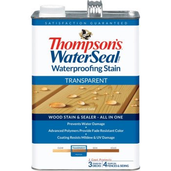 Thompson's WaterSeal TH.091201-16 Wood Sealer, Transparent, Liquid, Harvest Gold, 1 gal