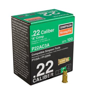 Simpson Strong-Tie P22AC P22AC3A Crimp Load, 0.22 Caliber, Power Level: 3, Green Code