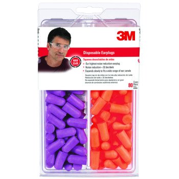 3M 7000122742 Disposable Ear Plugs, 32 dB NRR, Foam Ear Plug, Orange/Purple Ear Plug