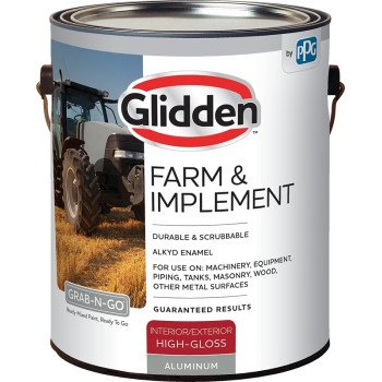 Glidden GLFIIE50AL-01 Exterior Paint, High-Gloss, Aluminum, 1 gal