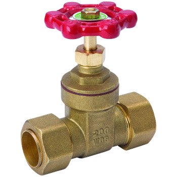 B & K ProLine Series 100-803NL Gate Valve, 1/2 in Connection, Compression, 200/125 psi Pressure, Bronze/Brass Body