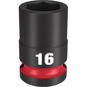 Milwaukee SHOCKWAVE Impact Duty Series 49-66-6248 Shallow Impact Socket, 16 mm Socket, 1/2 in Drive, Square Drive