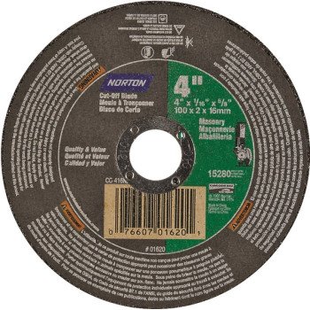 NORTON 07660701620 Cut-Off Wheel, 4 in Dia, 1/16 in Thick, 5/8 in Arbor, 30 Grit, Silicone Carbide Abrasive