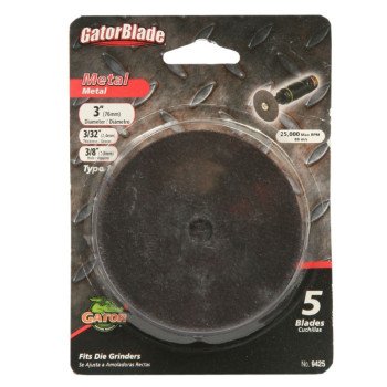 GatorBlade 9425 Cut-Off Wheel, 3 in Dia, 3/32 in Thick, 3/8 in Arbor