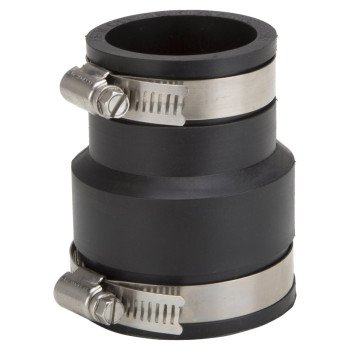 ProSource FC56-215 Coupling, 2 x 1-1/2 in, Cast Iron, Plastic and Steel Drain Pipes, PVC, Black