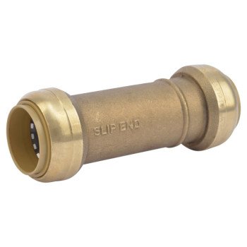 SharkBite U3020LFA Slip Pipe Coupling, 1 in, Brass, 200 psi Pressure